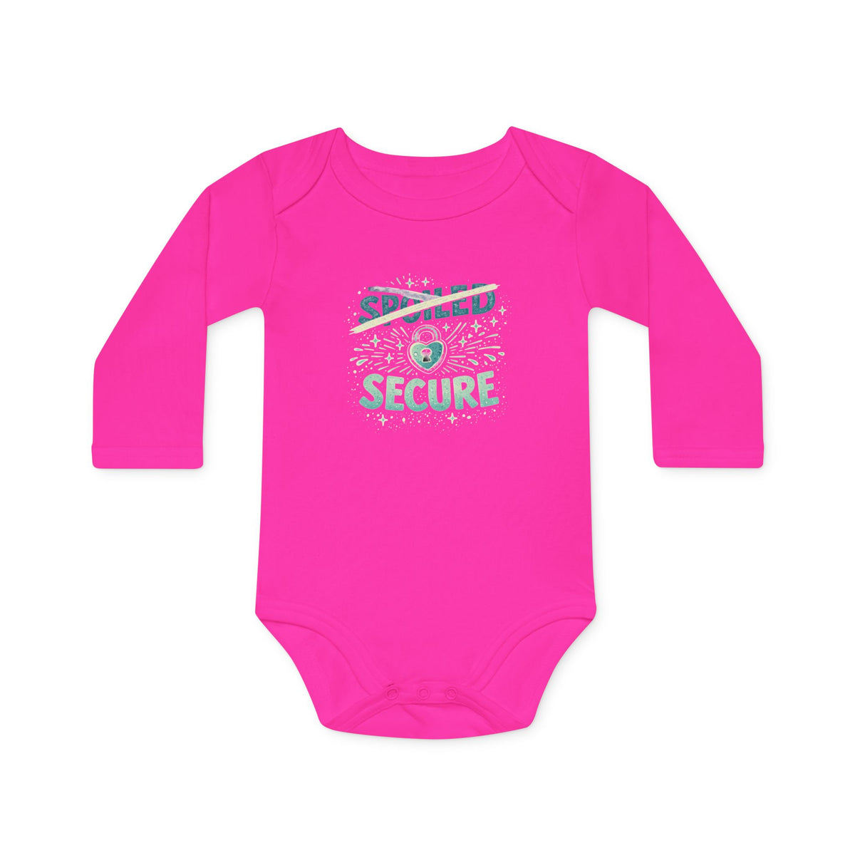 Organic Onesie "Secure not Spoiled"  - Navy Long-Sleeve Organic Infant Onesie