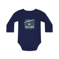 Organic Onesie "Secure not Spoiled"  - Navy Long-Sleeve Organic Infant Onesie